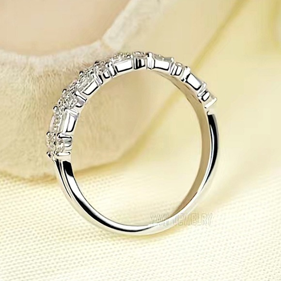 Sterling Silver Cubic Zircon Ring Minimalist, Dainty Diamond Stackable - Picture 2 of 5